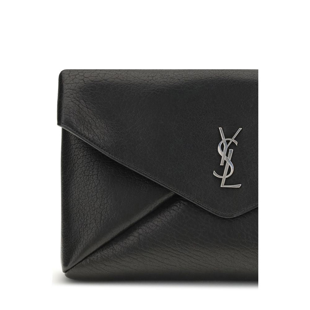 Saint Laurent Black Calf Leather Bos Taurus Clutch Bag Saint Laurent