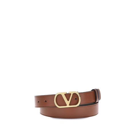 Valentino Garavani Brown Calf Leather Bos Taurus Regular Belt Valentino Garavani