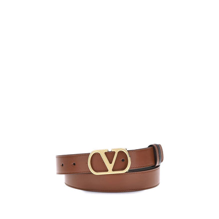Valentino Garavani Brown Calf Leather Bos Taurus Regular Belt Valentino Garavani