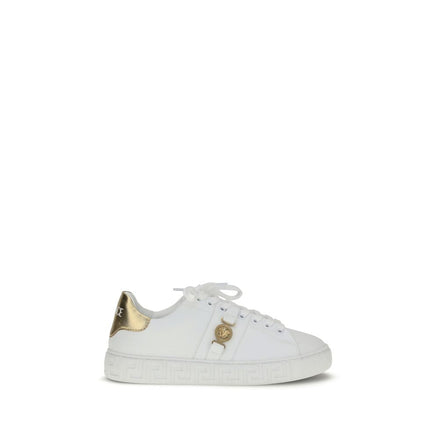 Versace White Calf Leather Bos Taurus Low Top Sneakers Versace
