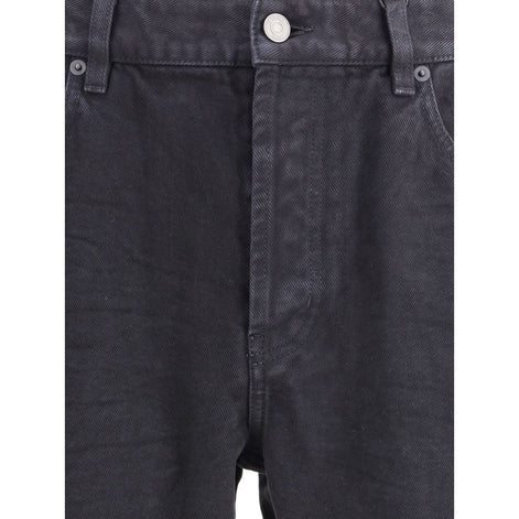 Saint Laurent Black Cotton Straight-Leg Jeans Saint Laurent