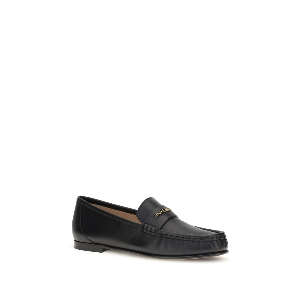Chloé Black Calf Leather Bos Taurus Slip-On Loafers Chloé