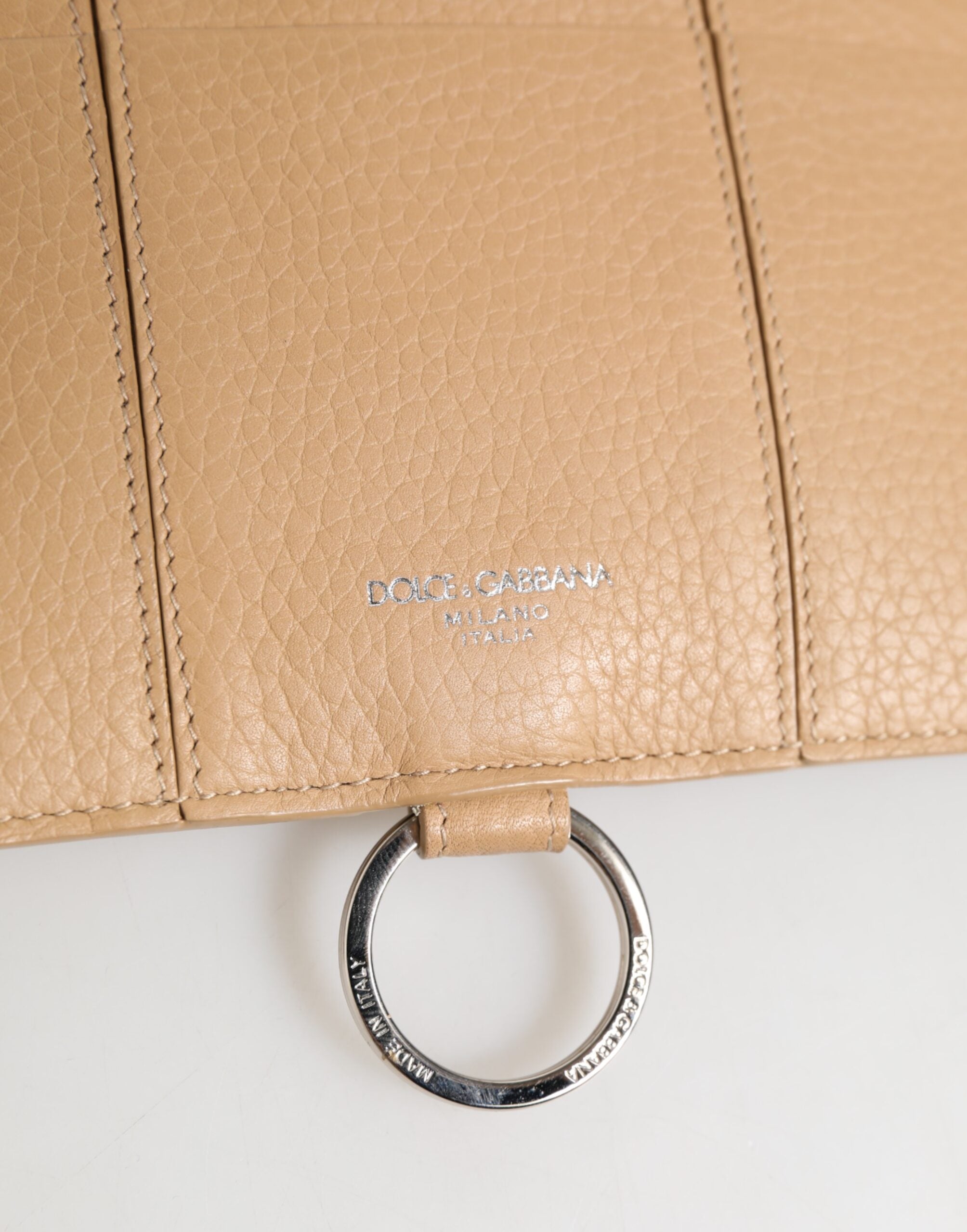 Dolce & Gabbana Beige Calfskin Leather Large Crossbody Card Holder Wallet Dolce & Gabbana