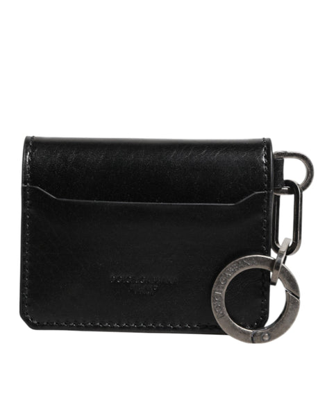 Dolce & Gabbana Wallet Black Leather Logo Embossed Key Chain Card Holder Wallet Dolce & Gabbana