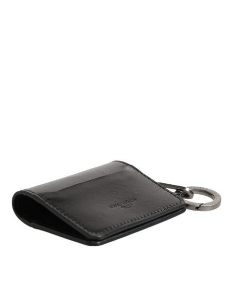 Dolce & Gabbana Wallet Black Leather Logo Embossed Key Chain Card Holder Wallet Dolce & Gabbana
