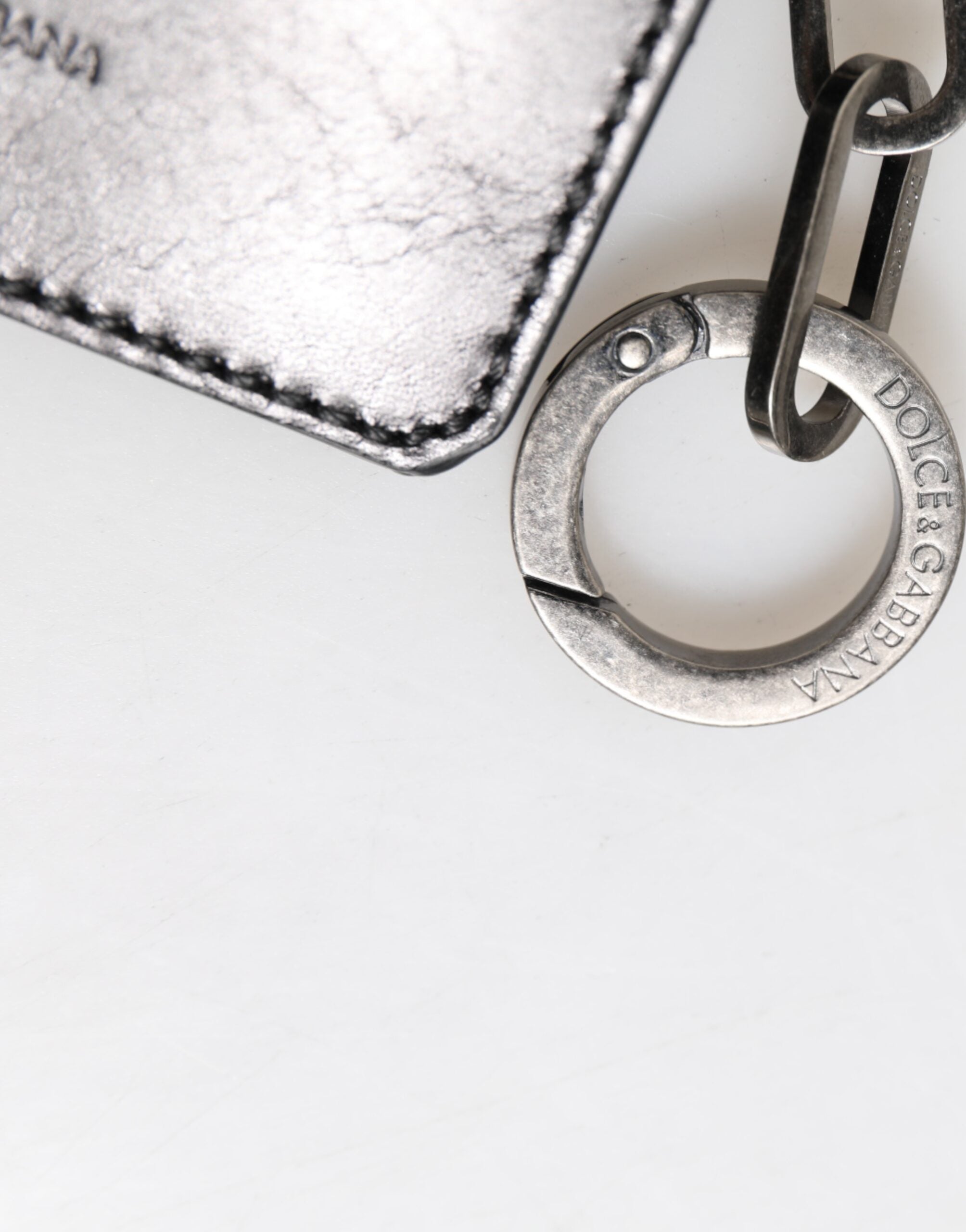 Dolce & Gabbana Wallet Black Leather Logo Embossed Key Chain Card Holder Wallet Dolce & Gabbana