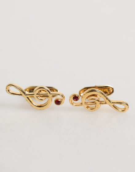 Dolce & Gabbana Gold Musical Note Metal Brass Pin Men Accessory Cufflinks Dolce & Gabbana