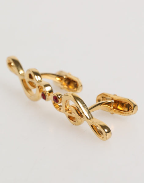 Dolce & Gabbana Gold Musical Note Metal Brass Pin Men Accessory Cufflinks Dolce & Gabbana