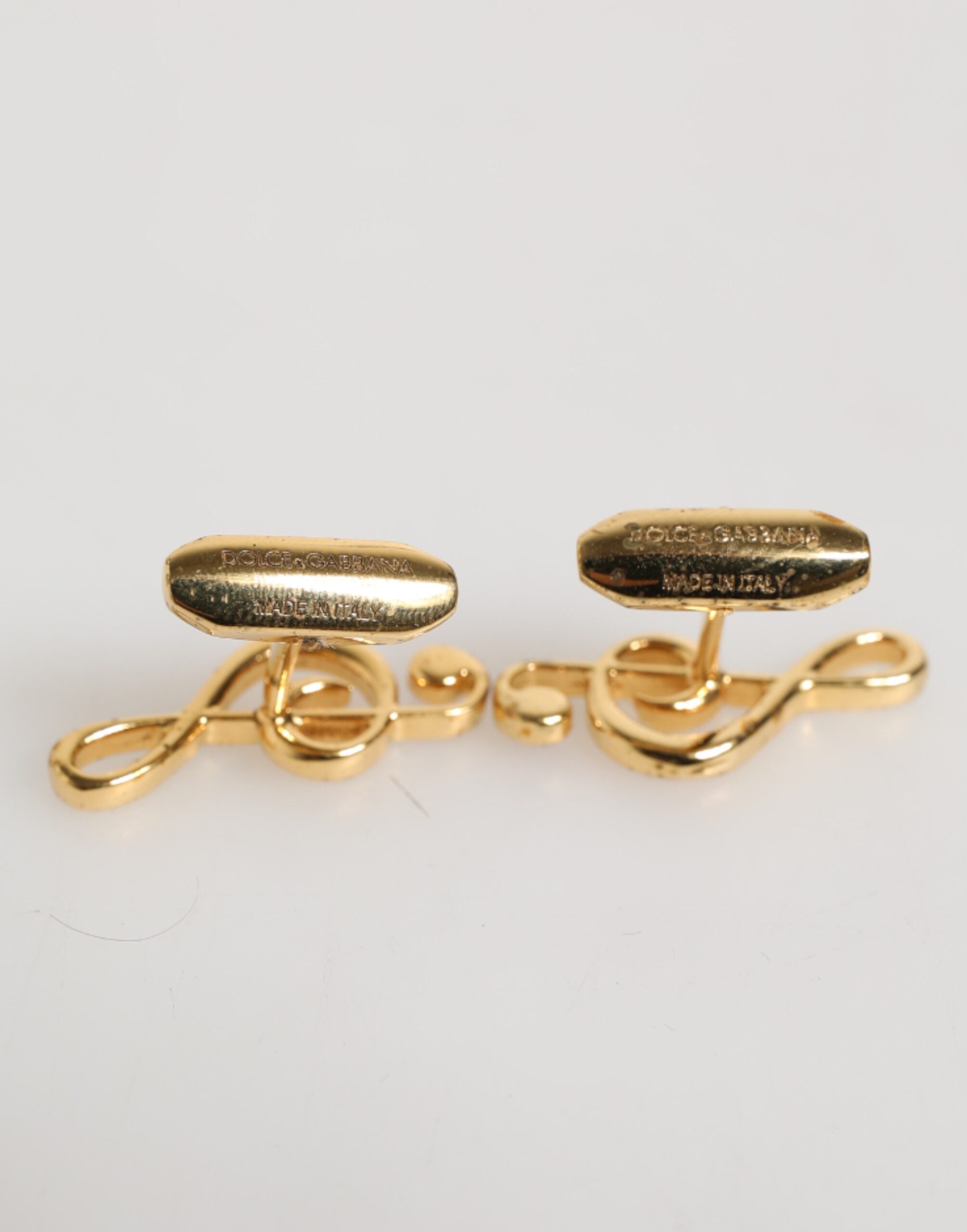 Dolce & Gabbana Gold Musical Note Metal Brass Pin Men Accessory Cufflinks Dolce & Gabbana