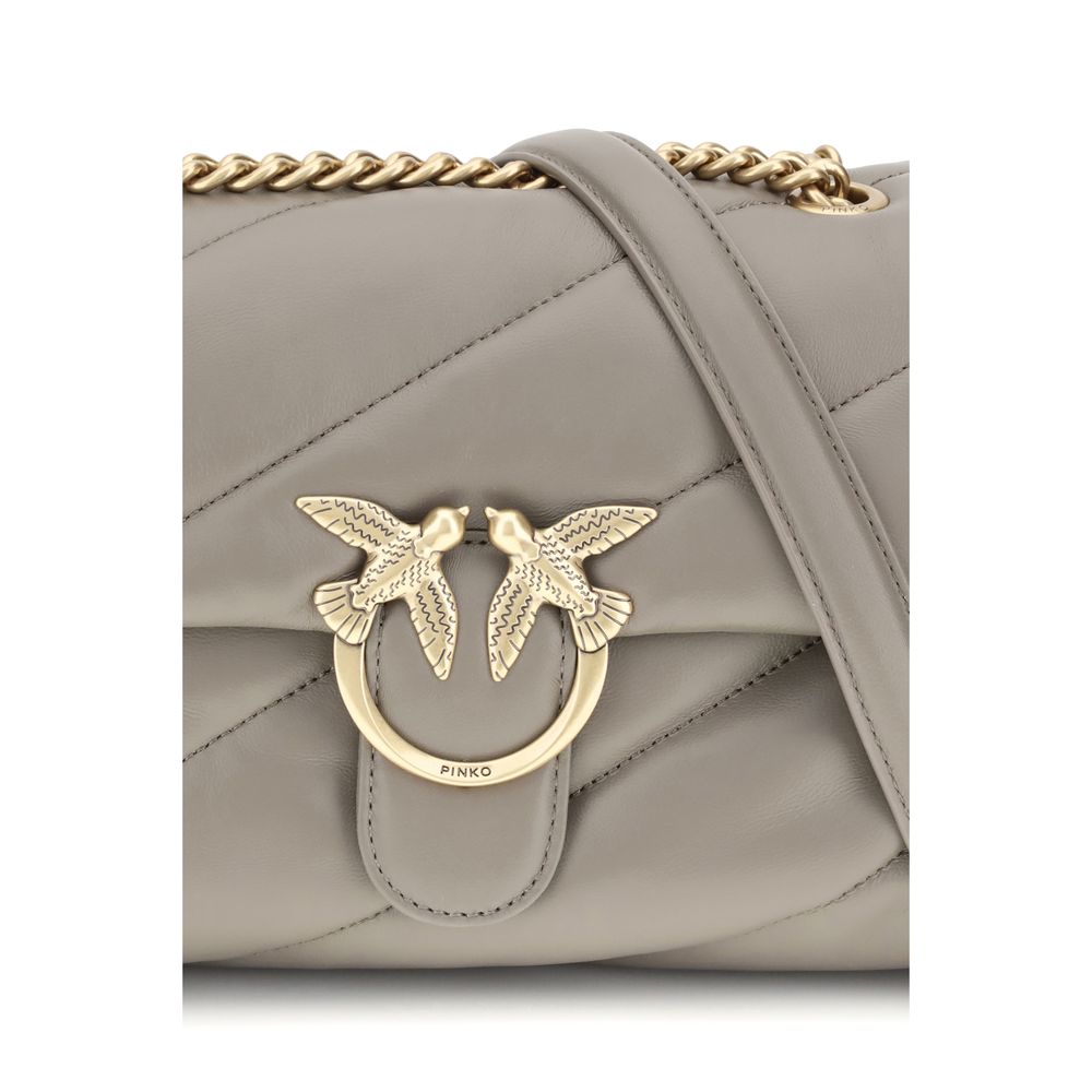 PINKO Gray Calf Leather Bos Taurus Shoulder Bag PINKO