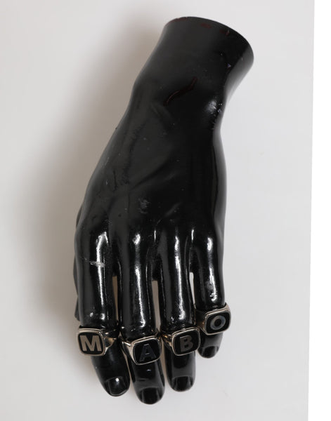 Dolce & Gabbana Silver Tone Brass Lettering Set 5 Pieces Adjustable Ring Dolce & Gabbana