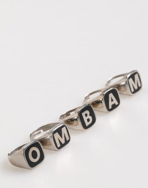 Dolce & Gabbana Silver Tone Brass Lettering Set 5 Pieces Adjustable Ring Dolce & Gabbana