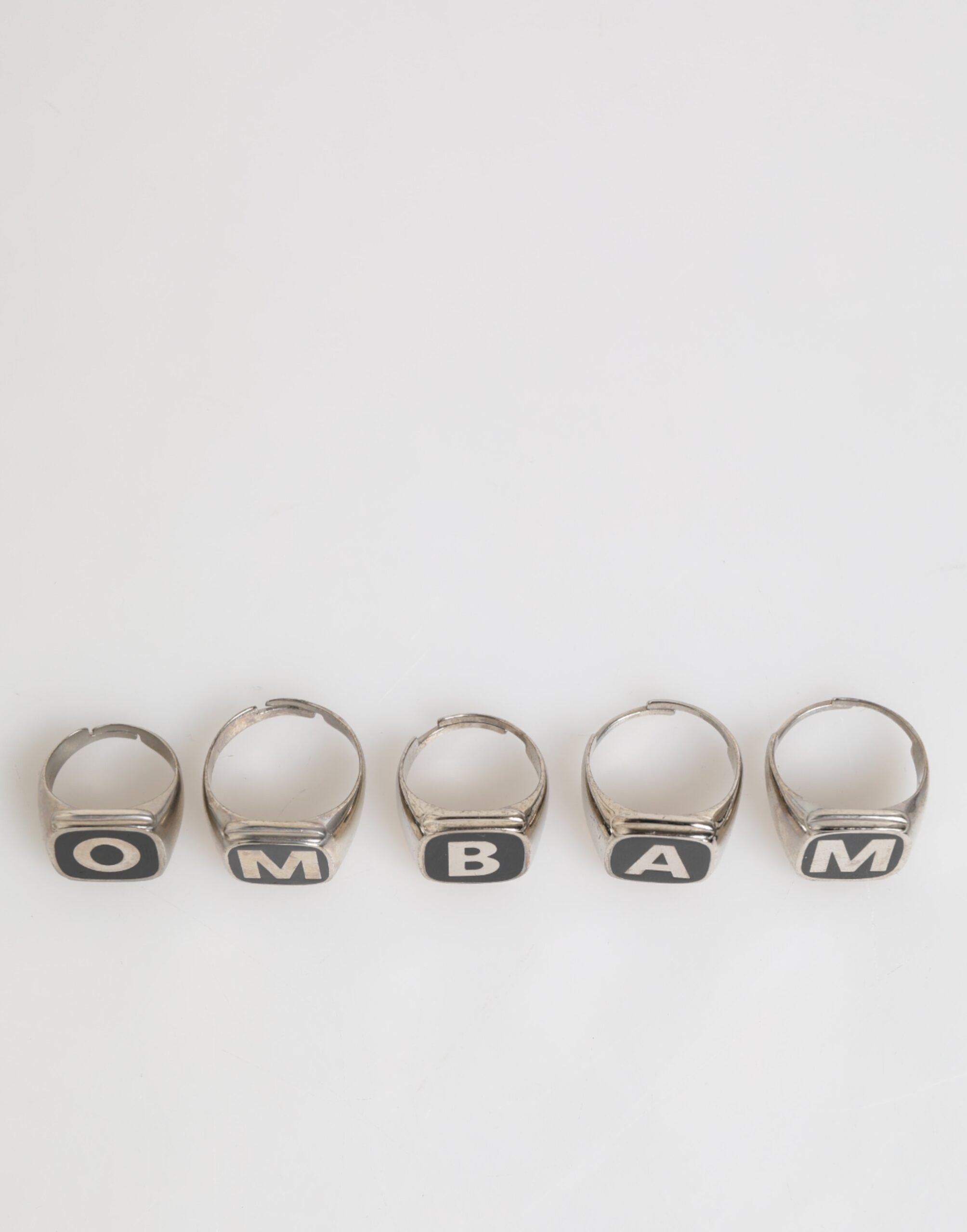 Dolce & Gabbana Silver Tone Brass Lettering Set 5 Pieces Adjustable Ring Dolce & Gabbana