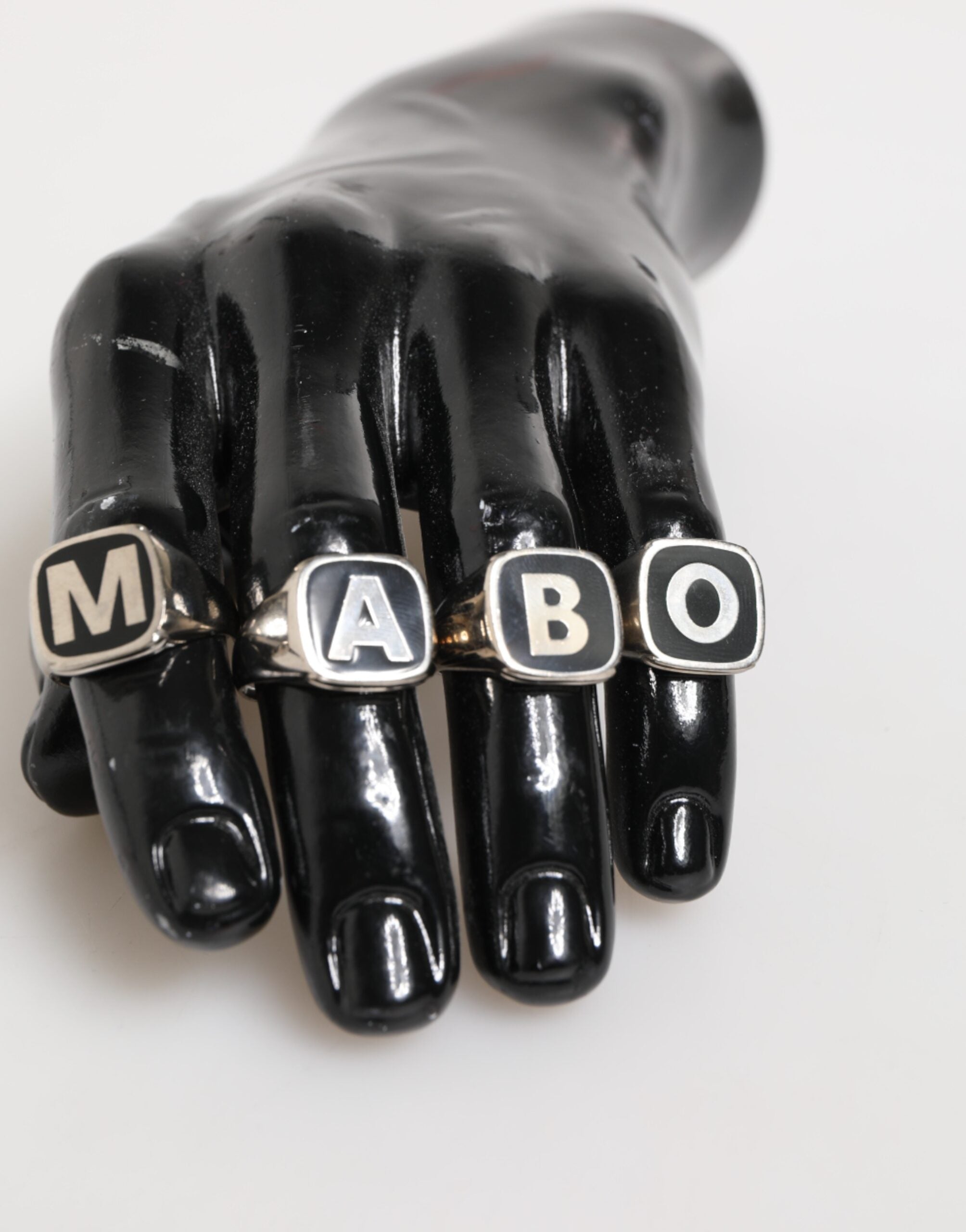 Dolce & Gabbana Silver Tone Brass Lettering Set 5 Pieces Adjustable Ring Dolce & Gabbana