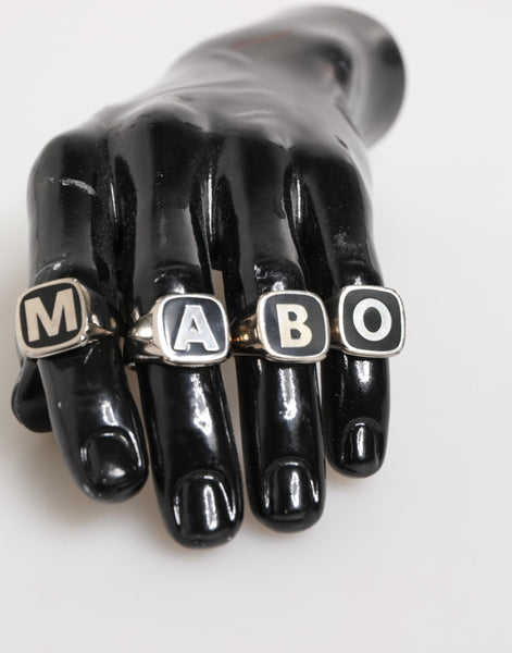 Dolce & Gabbana Silver Tone Brass Lettering Set 5 Pieces Adjustable Ring Dolce & Gabbana