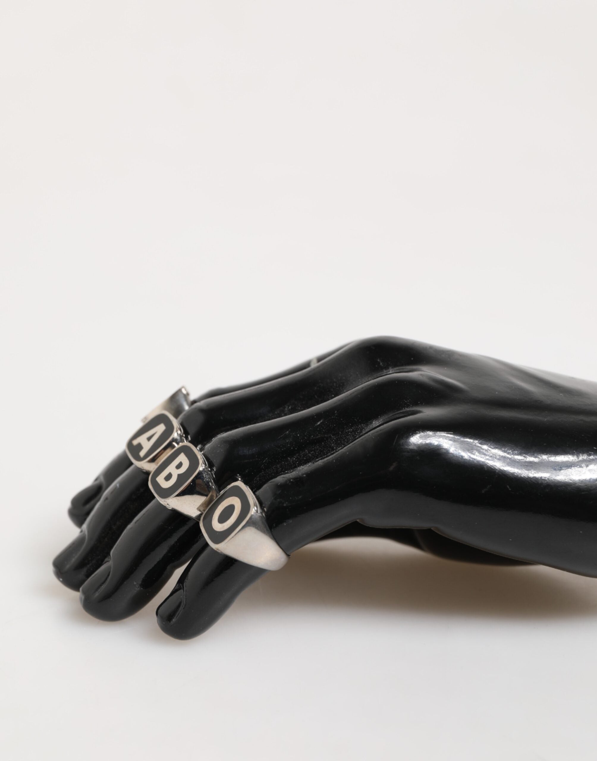 Dolce & Gabbana Silver Tone Brass Lettering Set 5 Pieces Adjustable Ring Dolce & Gabbana