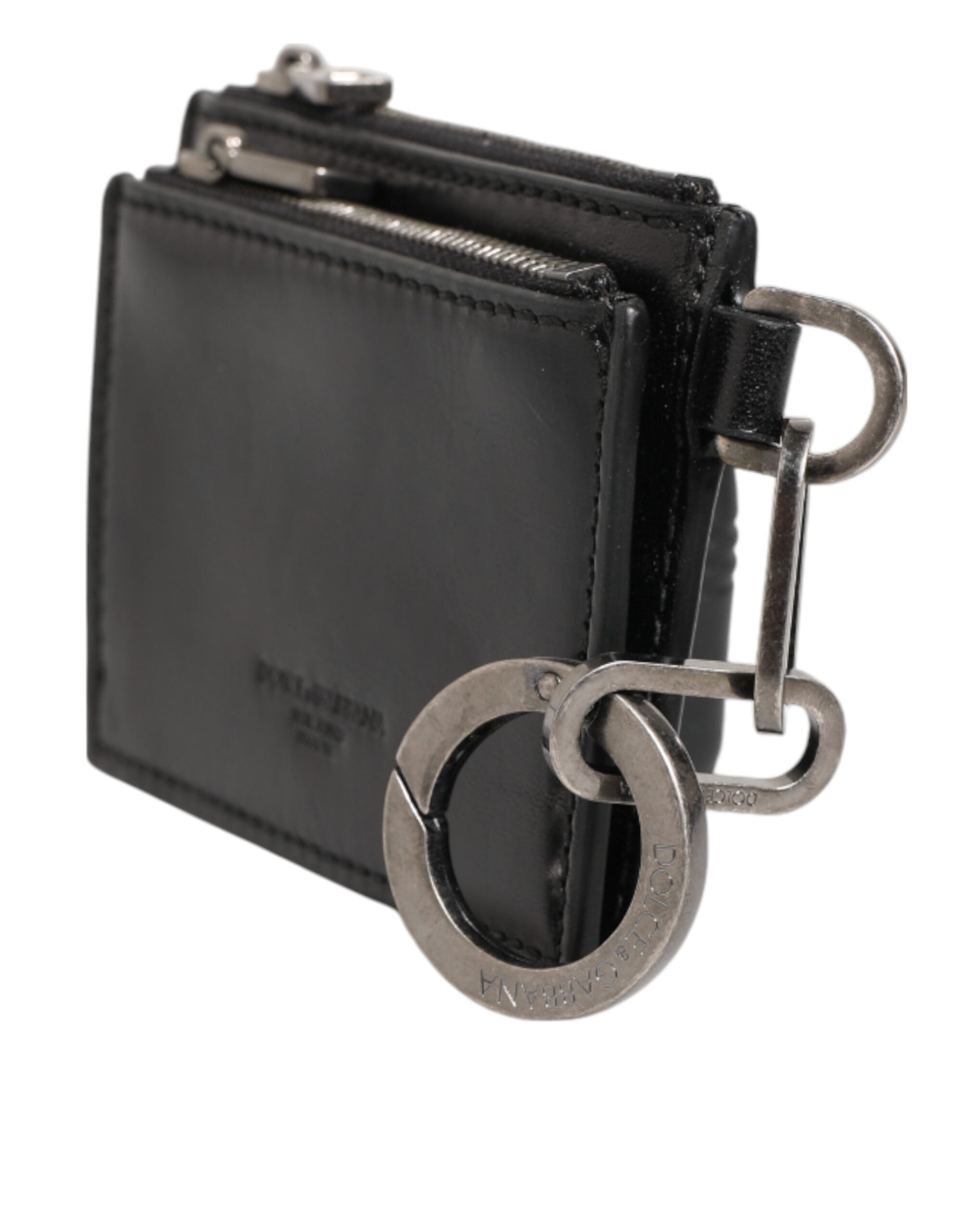 Dolce & Gabbana Black Leather Zipped Card Holder Coin Purse Keyring Wallet Dolce & Gabbana
