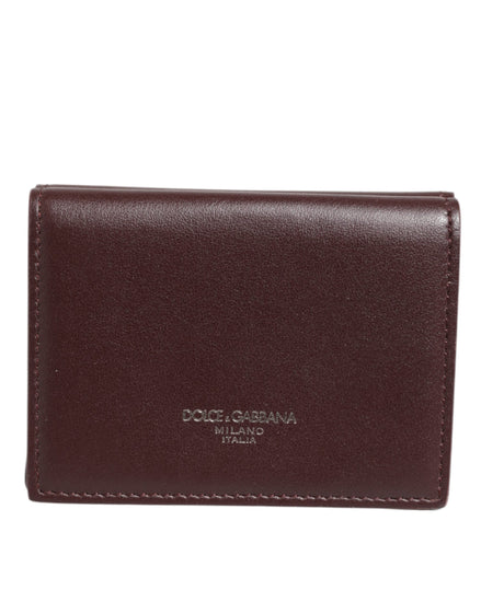Dolce & Gabbana Leather Embossed Logo Trifold Men Card Holder Dark Brown Dolce & Gabbana
