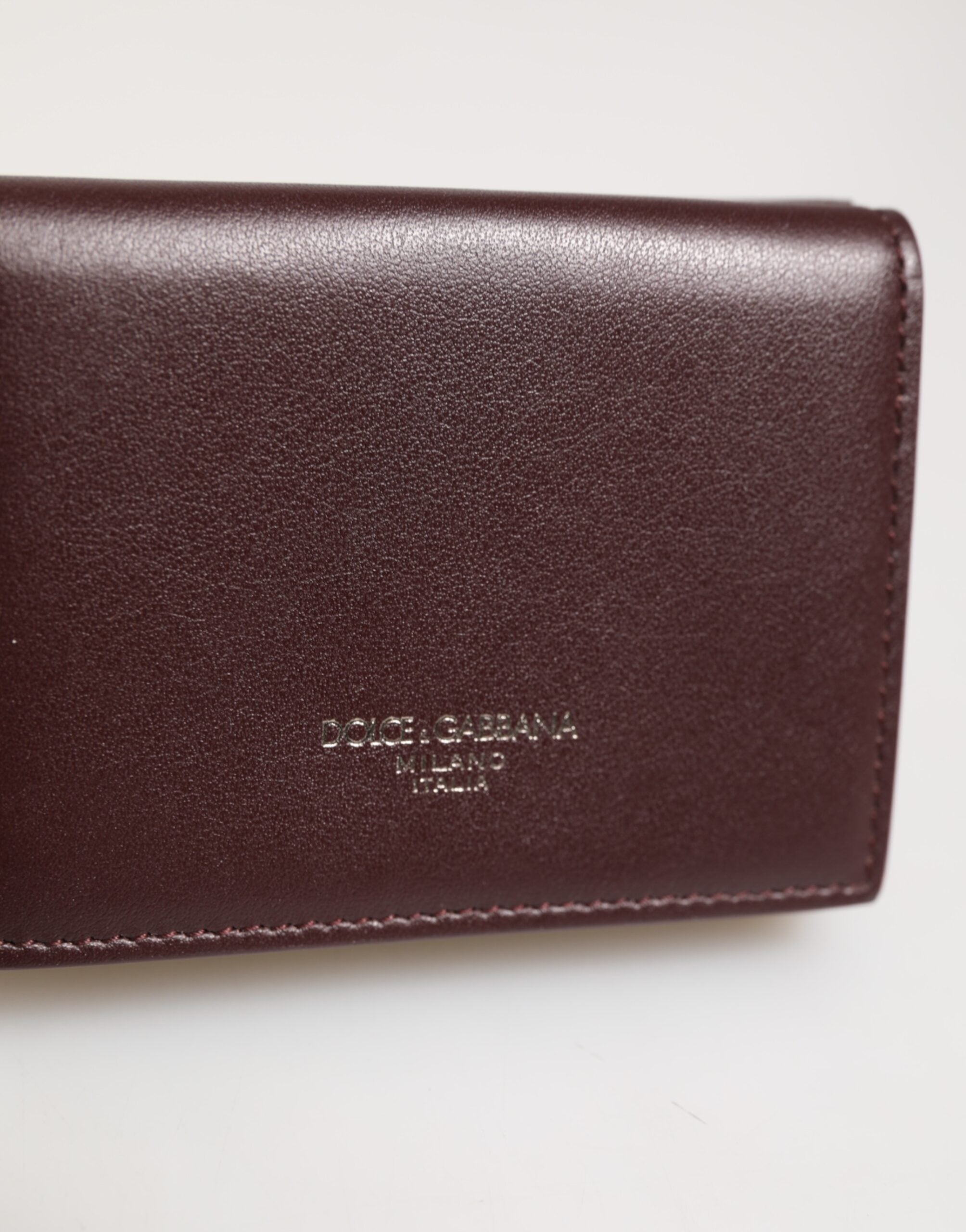 Dolce & Gabbana Leather Embossed Logo Trifold Men Card Holder Dark Brown Dolce & Gabbana