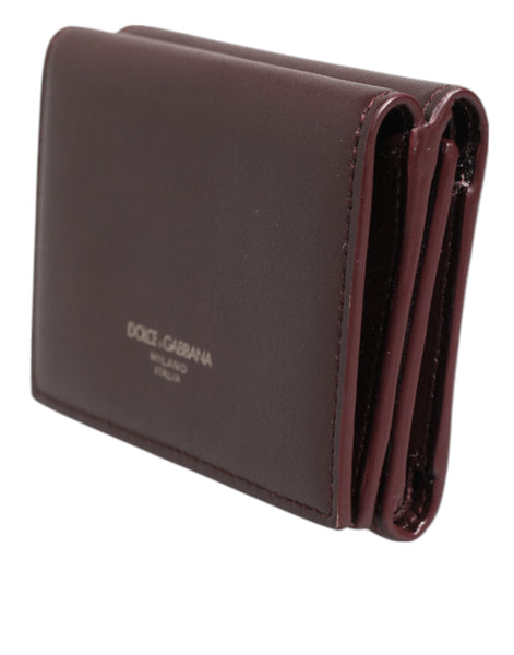Dolce & Gabbana Leather Embossed Logo Trifold Men Card Holder Dark Brown Dolce & Gabbana