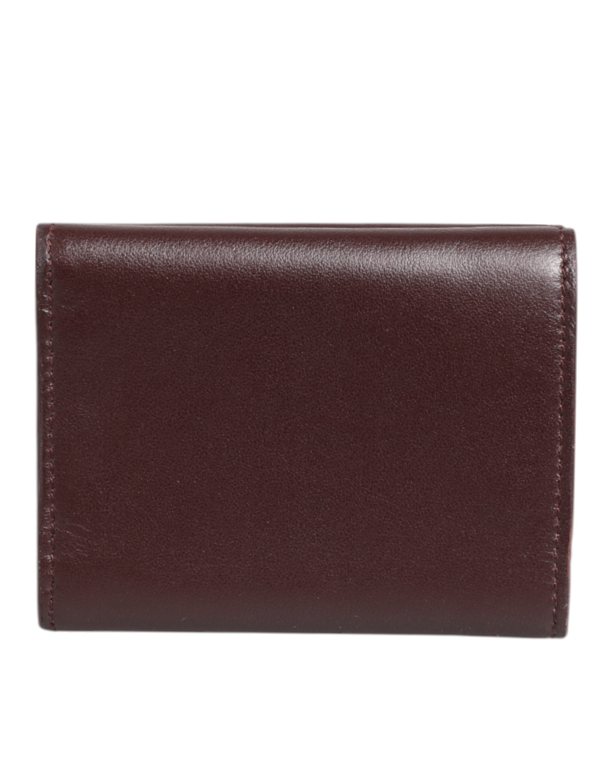 Dolce & Gabbana Leather Embossed Logo Trifold Men Card Holder Dark Brown Dolce & Gabbana
