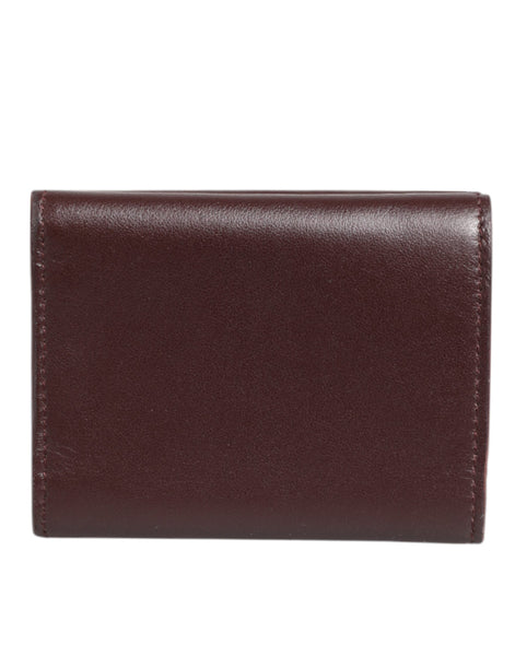 Dolce & Gabbana Leather Embossed Logo Trifold Men Card Holder Dark Brown Dolce & Gabbana