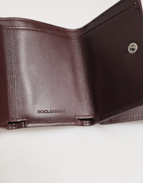 Dolce & Gabbana Leather Embossed Logo Trifold Men Card Holder Dark Brown Dolce & Gabbana