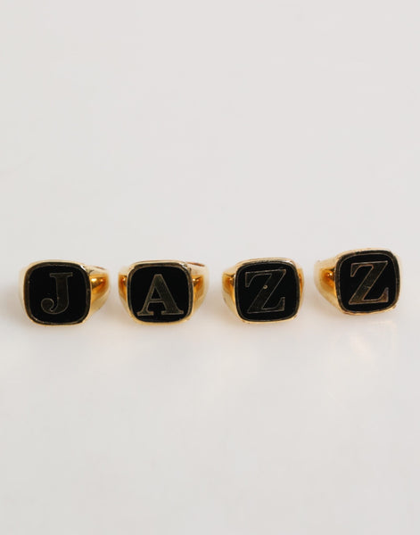Dolce & Gabbana Gold Tone Brass JAZZ Letter Set 4 Pieces Adjustable Ring Dolce & Gabbana