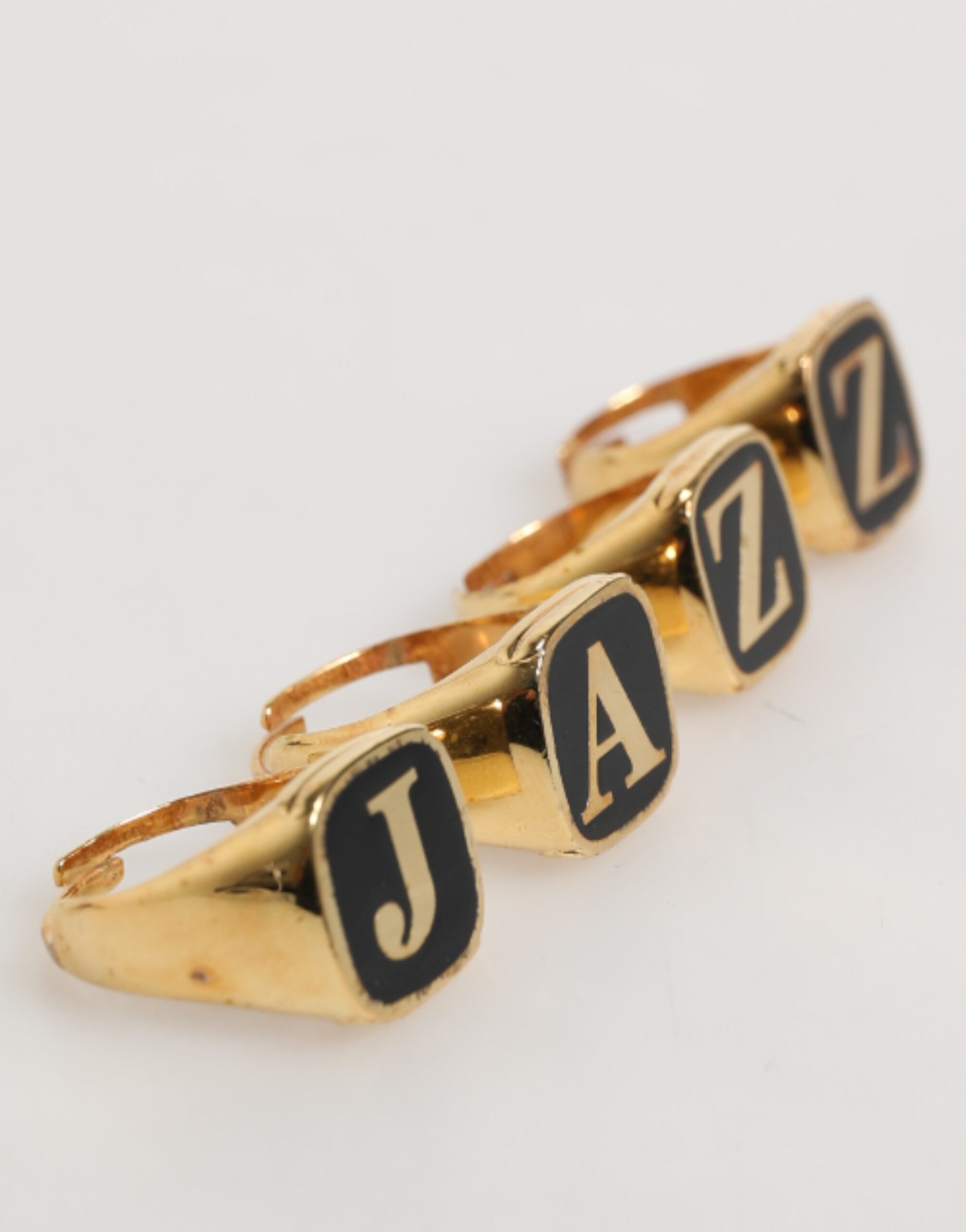 Dolce & Gabbana Gold Tone Brass JAZZ Letter Set 4 Pieces Adjustable Ring Dolce & Gabbana