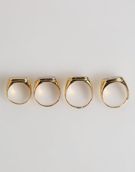 Dolce & Gabbana Gold Tone Brass JAZZ Letter Set 4 Pieces Adjustable Ring Dolce & Gabbana