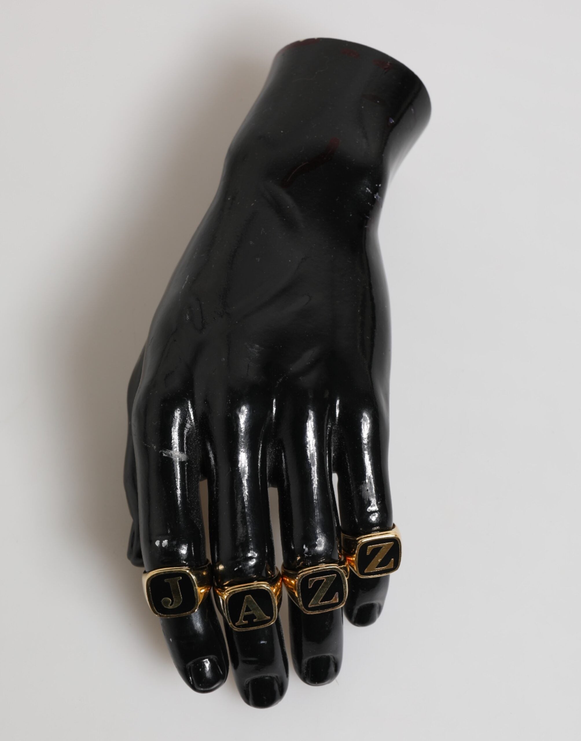 Dolce & Gabbana Gold Tone Brass JAZZ Letter Set 4 Pieces Adjustable Ring Dolce & Gabbana