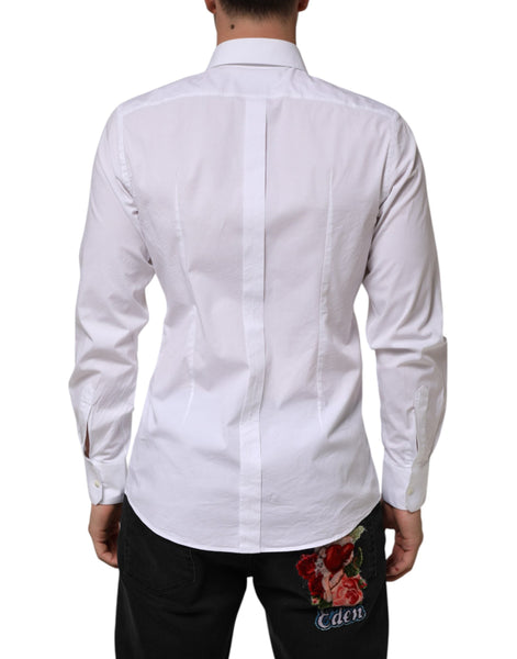 Dolce & Gabbana White Cotton GOLD Long Sleeves Formal Men Shirt Dolce & Gabbana