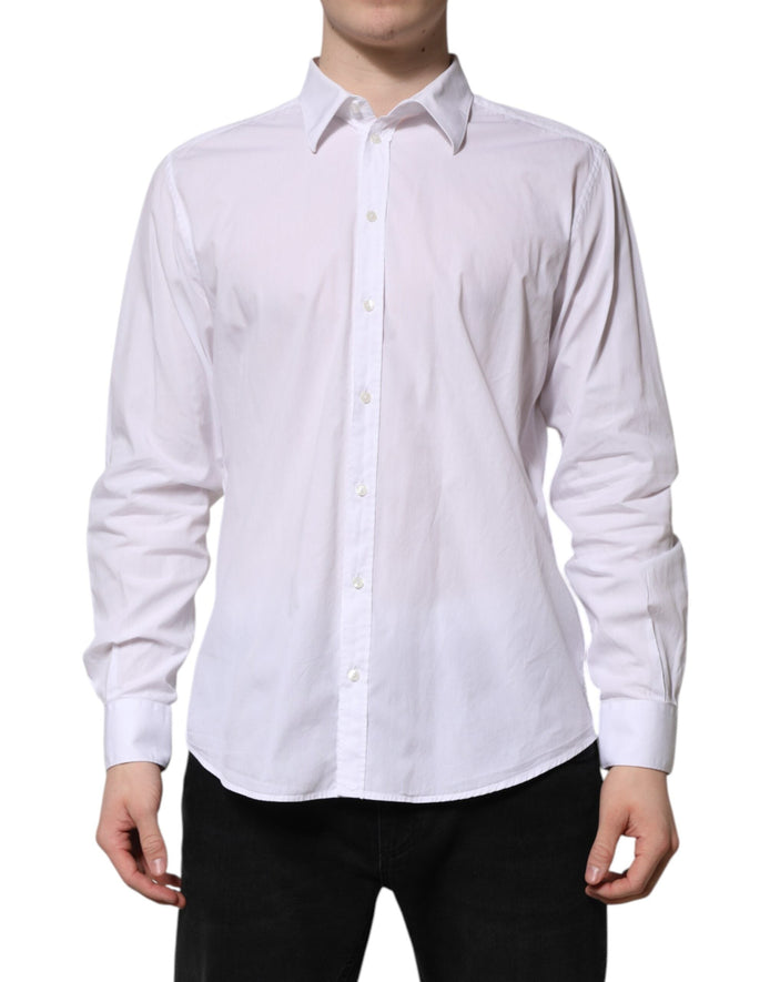 Dolce & Gabbana White Cotton STAFF Long Sleeves Forma Shirt Dolce & Gabbana