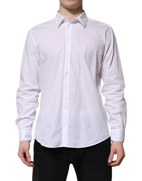 Dolce & Gabbana White Cotton STAFF Long Sleeves Forma Shirt Dolce & Gabbana