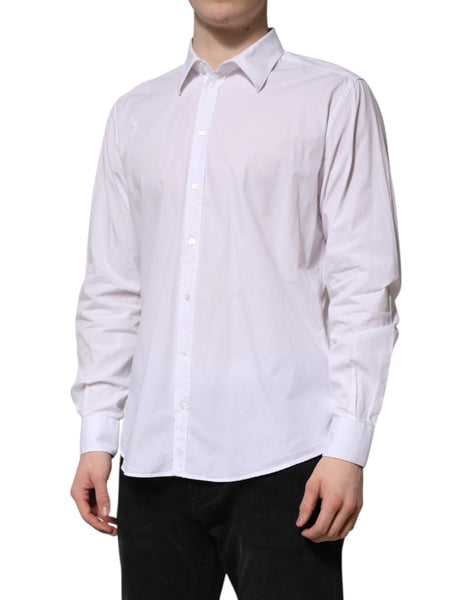 Dolce & Gabbana White Cotton STAFF Long Sleeves Forma Shirt Dolce & Gabbana