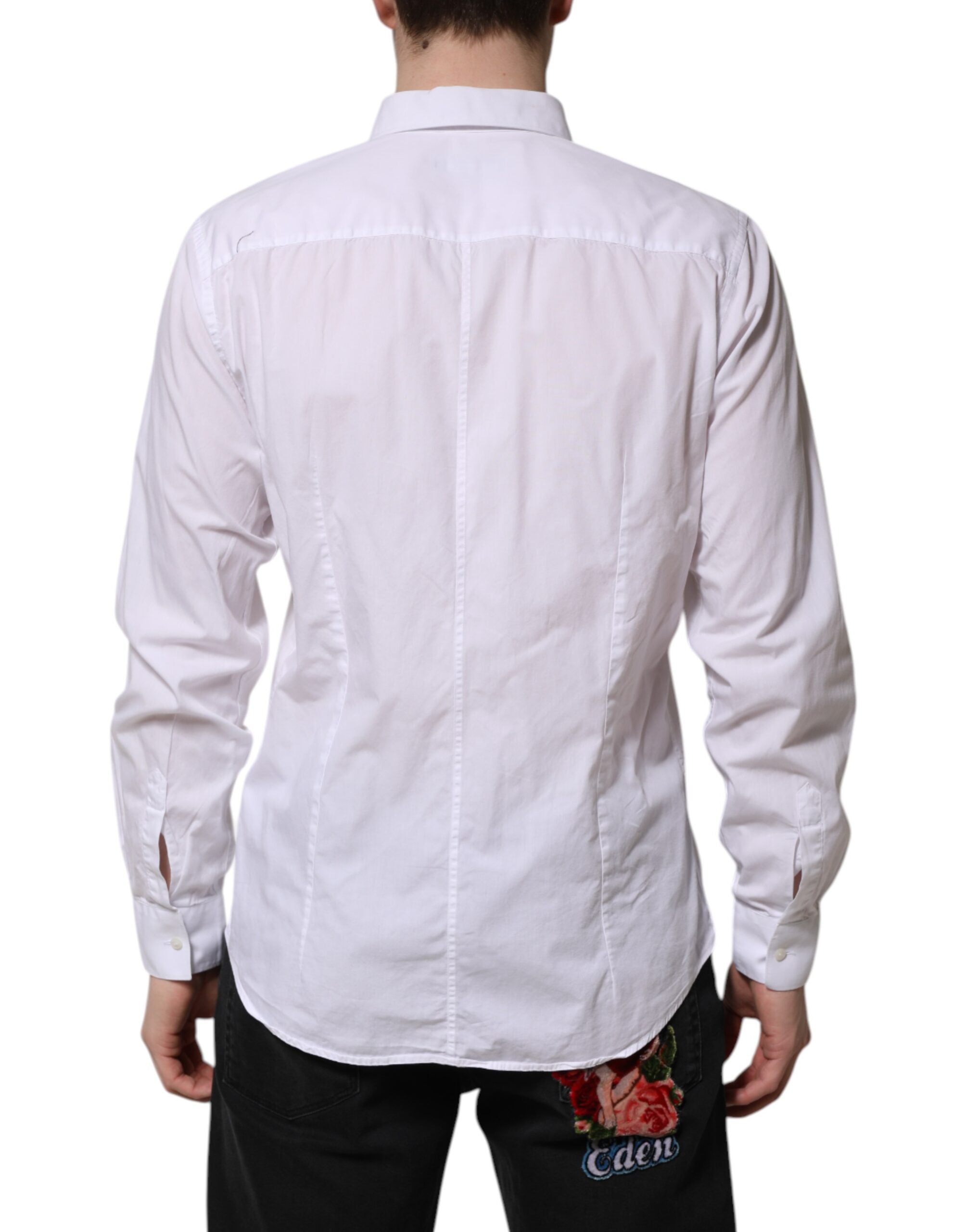 Dolce & Gabbana White Cotton STAFF Long Sleeves Forma Shirt Dolce & Gabbana