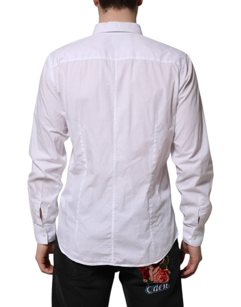 Dolce & Gabbana White Cotton STAFF Long Sleeves Forma Shirt Dolce & Gabbana