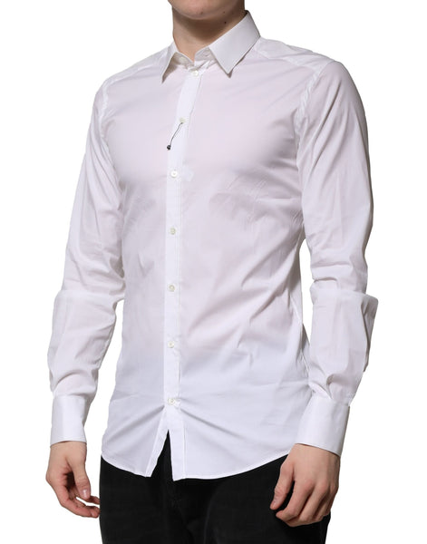 Dolce & Gabbana White Cotton GOLD Long Sleeves Formal Shirt Dolce & Gabbana
