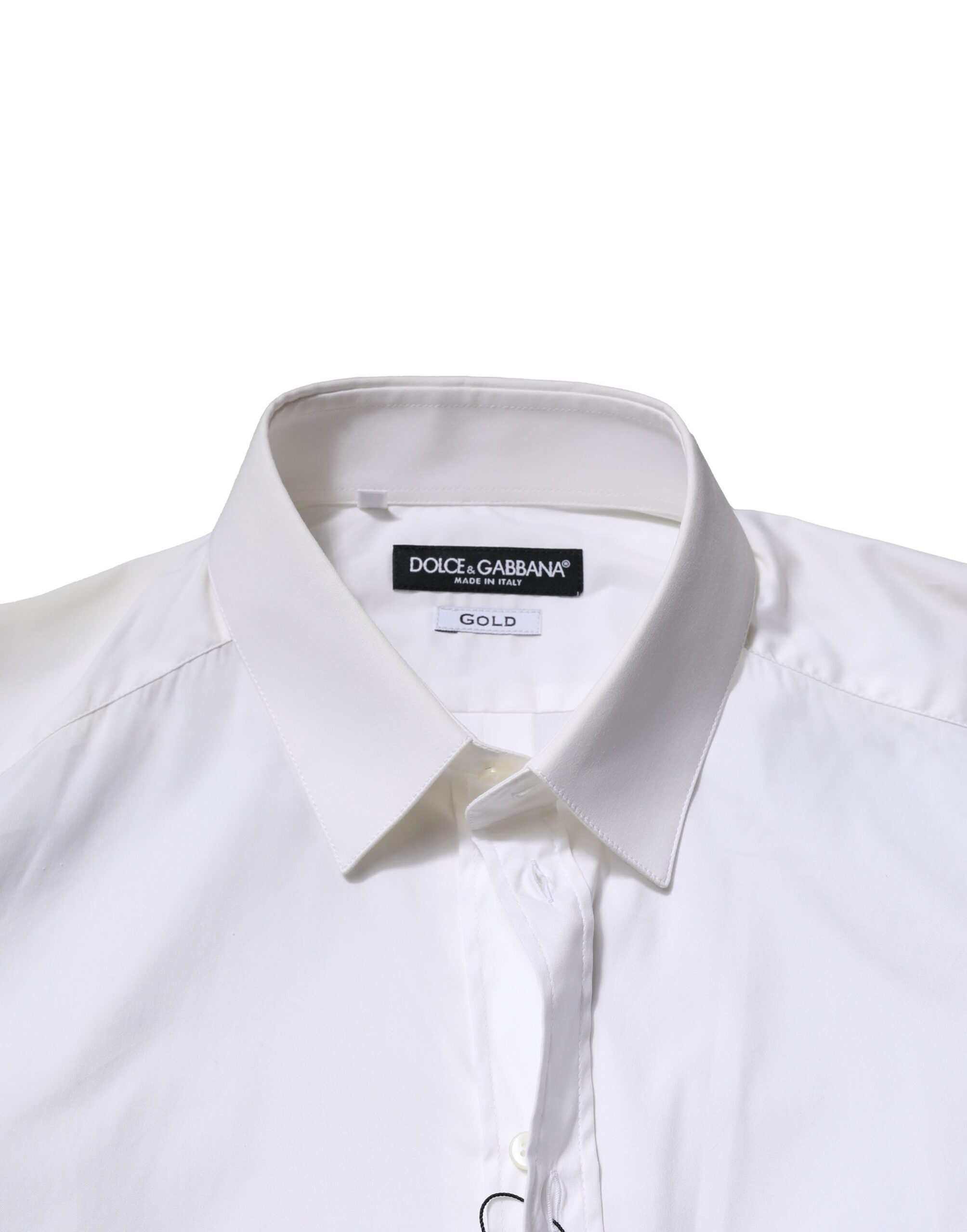Dolce & Gabbana White Cotton GOLD Long Sleeves Formal Shirt Dolce & Gabbana