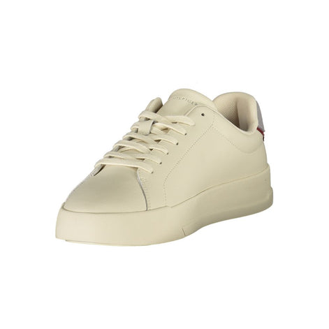 Tommy Hilfiger Beige Leather Men Sneaker Tommy Hilfiger