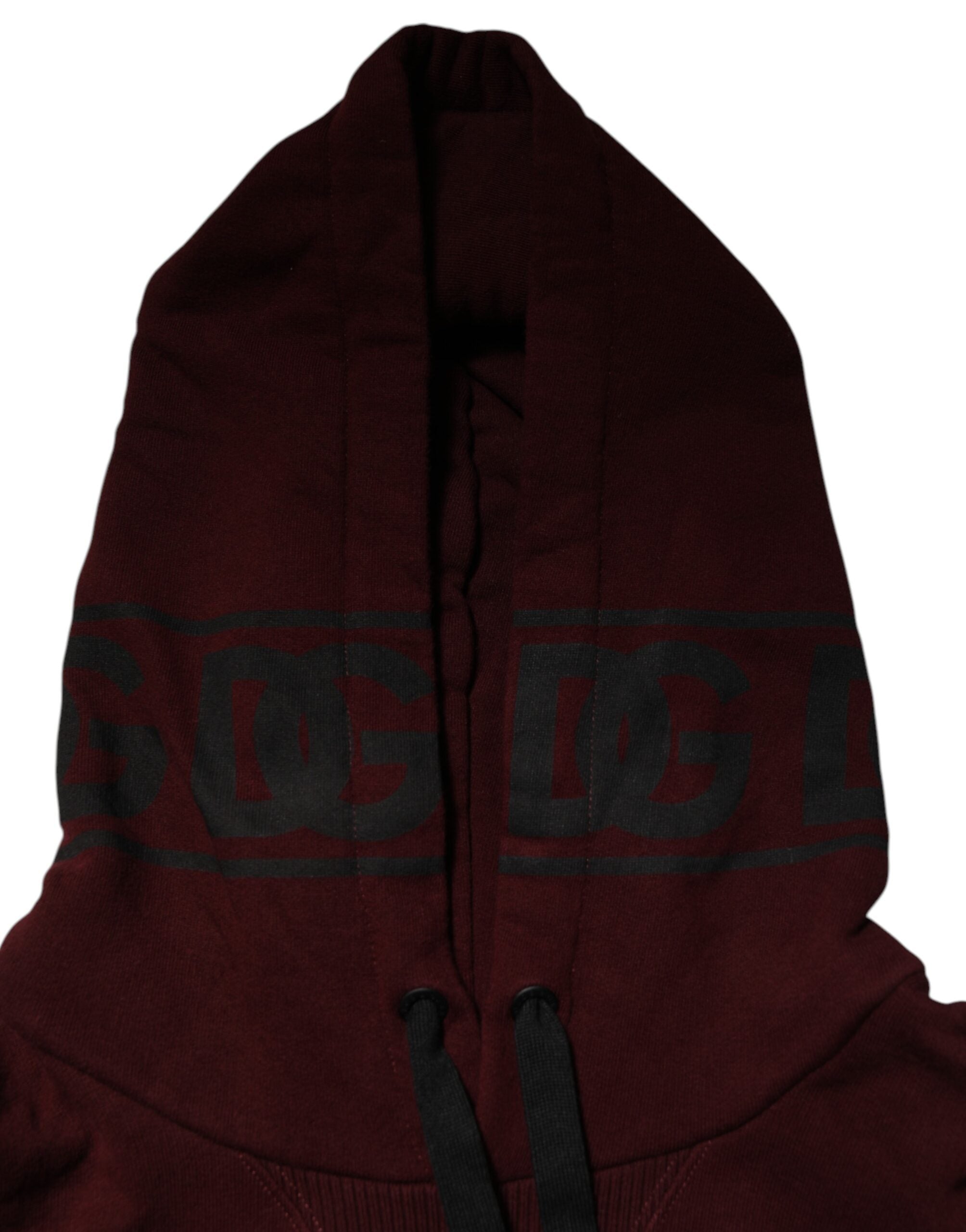 Dolce & Gabbana Burgundy Cotton Plaid Lined Men Hoodie Sweater Dolce & Gabbana