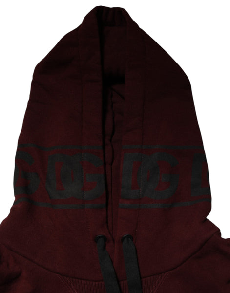 Dolce & Gabbana Burgundy Cotton Plaid Lined Men Hoodie Sweater Dolce & Gabbana