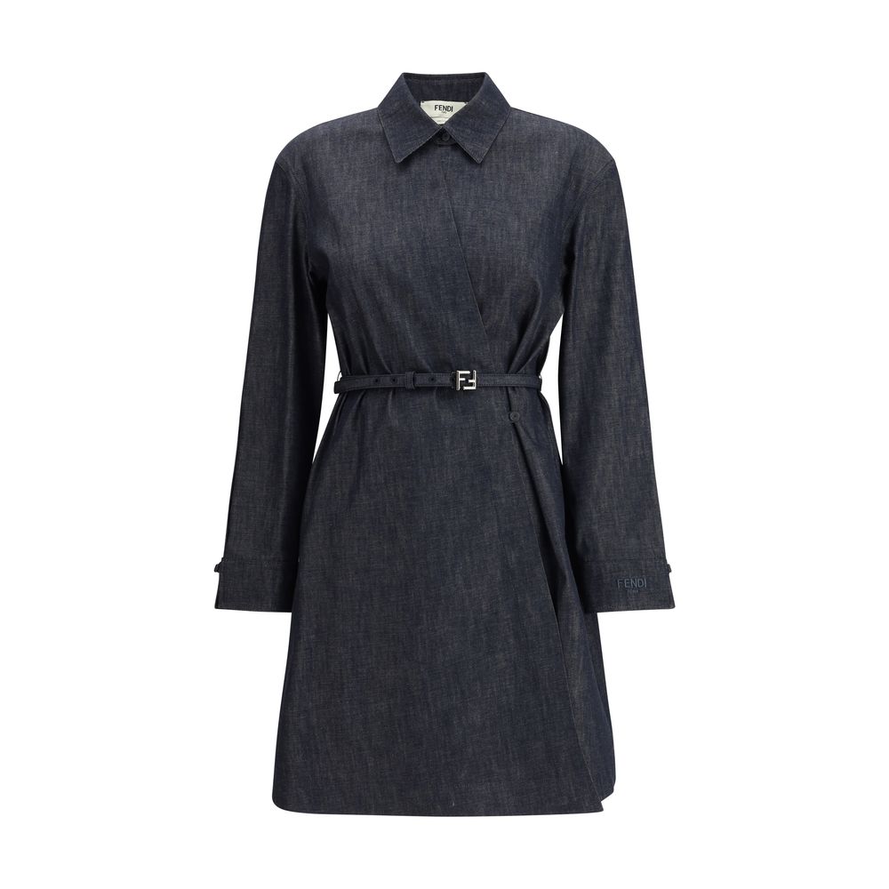 Fendi Blue Cotton Casual Dress Fendi