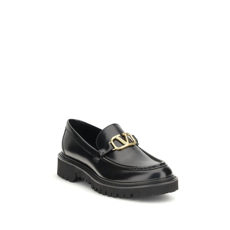 Valentino Garavani Black Leather Slip-On Loafers Valentino Garavani