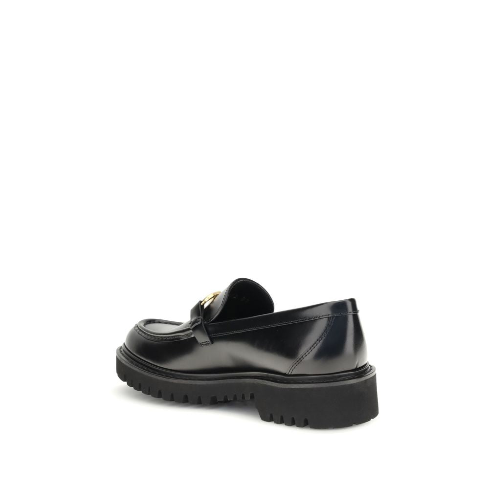 Valentino Garavani Black Leather Slip-On Loafers Valentino Garavani