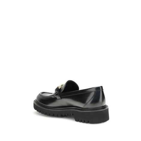 Valentino Garavani Black Leather Slip-On Loafers Valentino Garavani