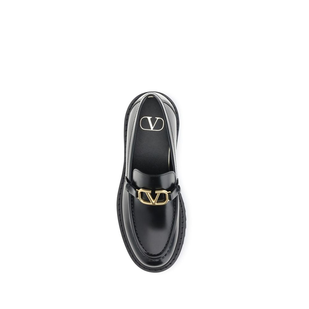 Valentino Garavani Black Leather Slip-On Loafers Valentino Garavani