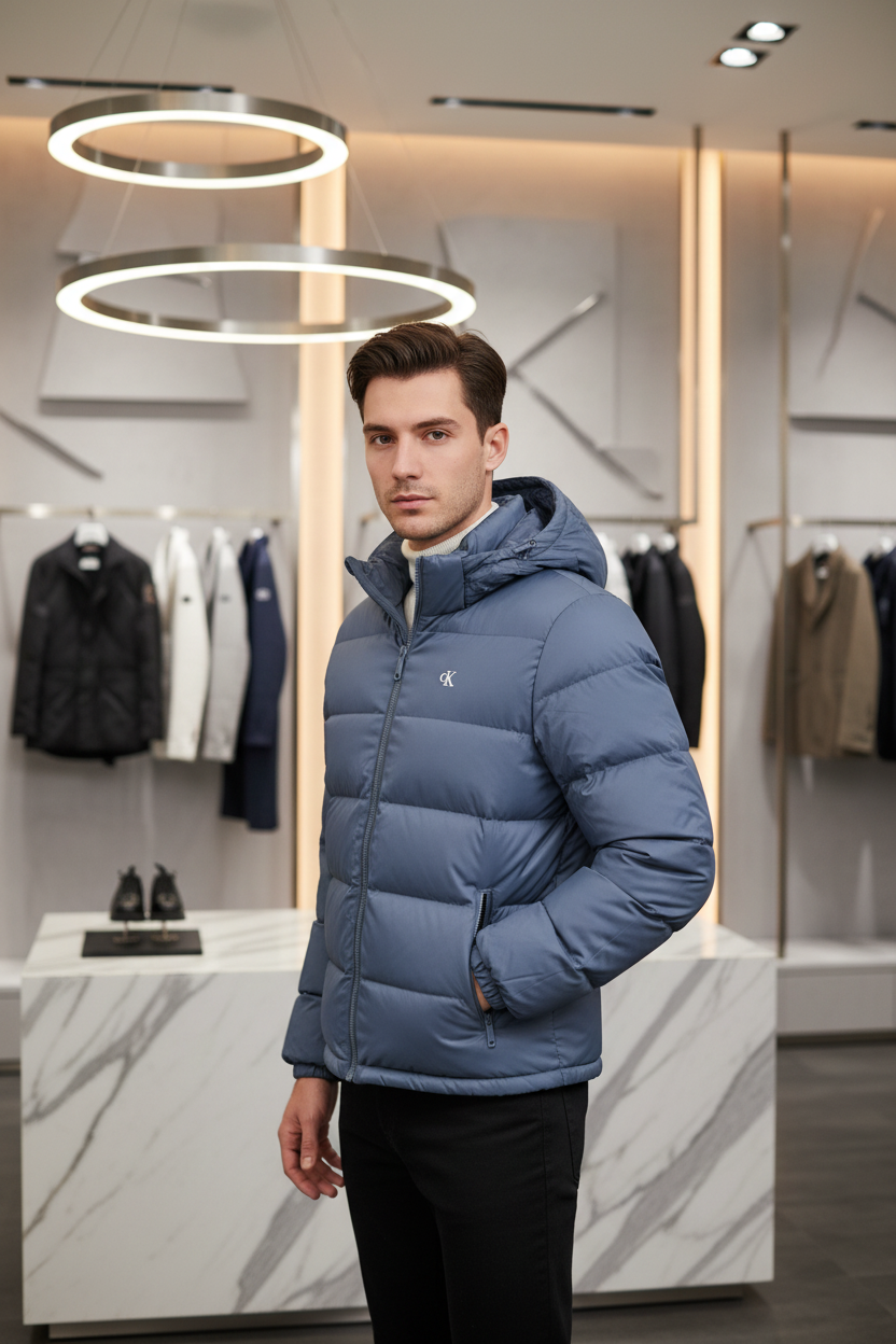 Calvin Klein Blu Poliammide Veste Homme