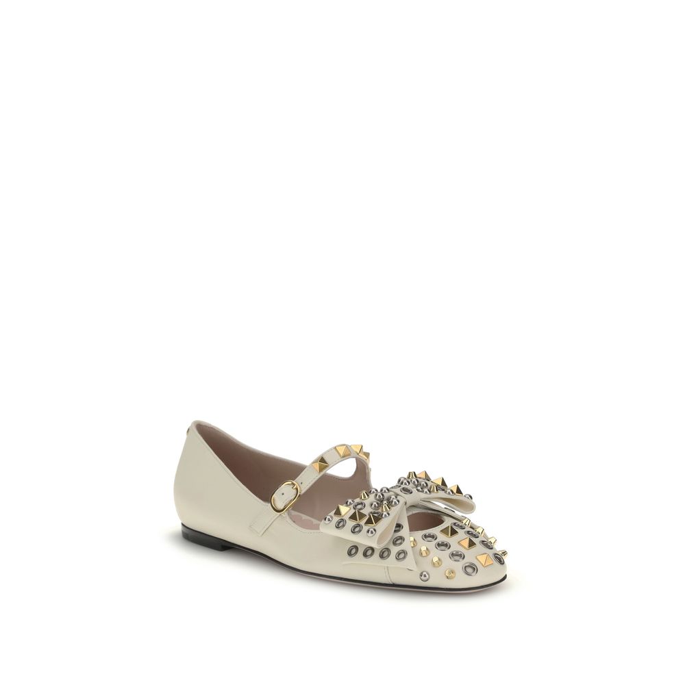 Valentino Garavani Cream Goatskin Ballet Flats Valentino Garavani