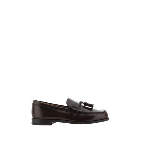Prada Brown Calf Leather Bos Taurus Slip-On Loafers Prada